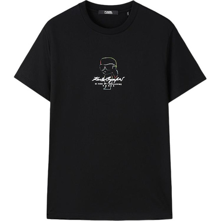 KARL LAGERFELD SS25 Outdoor Travel Gathering Pure Cotton Short Sleeve Round Neck Letter T-Shirt Men's Black