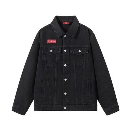 Dickies American Vintage Workwear Brand Letter Logo Applique Embroidery Multi-Pocket Lapel Design Versatile Comfortable Sports Commute Wear-Resistant Breathable Cleanfit Fashion Loose Individual Trendy Single-Breasted Denim Jacket Coat Unisex