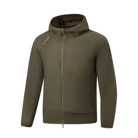 LiNing Fitness Series Casual Versatile Minimalist Commute Solid Color Summer Lightweight Cool Ice Feel Soft Quick-Dry Breathable UV-Resistant Jacket UPF 50+ Hooded Zip Sun Protection Jacket Men's Beech Ochre