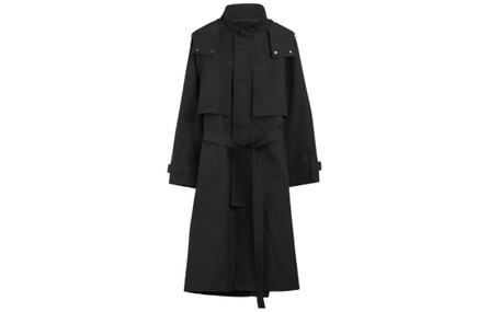Y-3 SS23 Solid Color Mid-Length Long Sleeve Hooded Windbreaker Coat Unisex Black