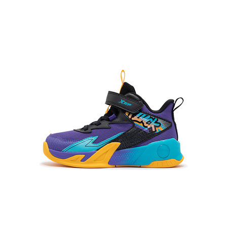 Xtep Sports Versatile Anti-Slip Shock-Absorbing Wear-Resistant Kids Basketball Shoes Ultraviolet Black Kids'