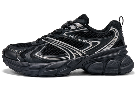 Kappa Anti-Slip Wear-Resistant Breathable Height Increasing Low-Top Chunky Sneakers Unisex Black
