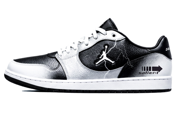 [Custom Sneakers] Jordan Court Connect Silver Mist Gradient Texture Versatile Daily Commute Detailed Design Skate Shoes Men's Silver Black
