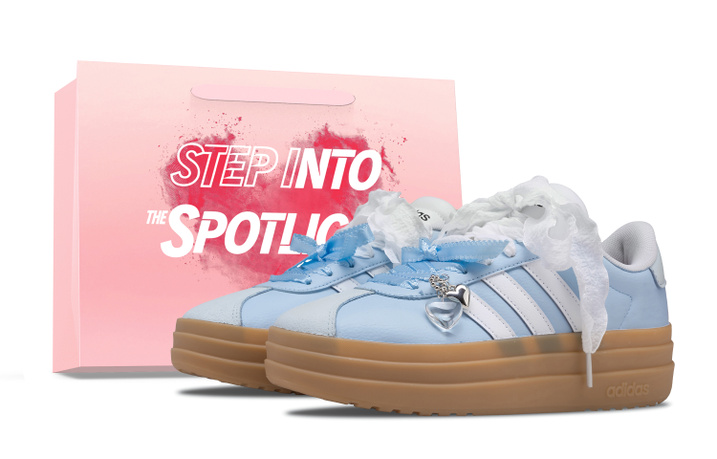 [Custom Sneakers] adidas VL Court Bold Blueberry Cocoa Gift Ballet Style Girl Romantic Sweet Cool Simple Versatile Trendy Fashion Anti-Slip Wear-Resistant Heightening Low-Top Skate Shoes Women's Blue