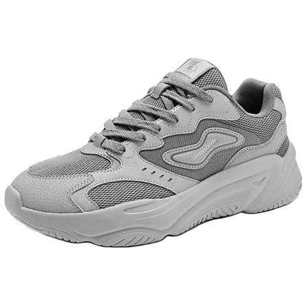 Qiaodan Fabric Synthetic Leather Fashion Versatile Breathable Lightweight Low-Top Dad Shoes Men's Cloud Gray