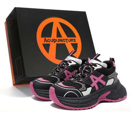 Acupuncture [Rage Series] Dopamine Fashion Versatile Comfortable Chunky Sole Cushioning Wear-Resistant Breathable Height-Increasing Low-Top Dad Shoes Unisex Rose Red Gift Box Edition