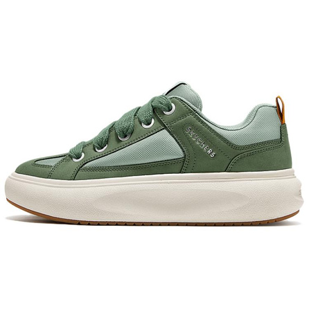Skechers AIR-COOLED MEMORY Puffer Shoes Comfortable Versatile Platform Casual Heightening Lightweight Low-Top Skate Shoes Men's Olive Green