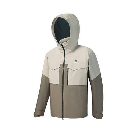 FILA EXPLORER Fashion Personality Outdoor Mountain Style Color Block Two-Piece Hooded Down Jacket Men's Moonfall Grey