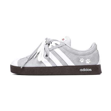 Custom Sneakers adidas VL COURT 2.0 Morandi Artistic High-End Niche Couple Minimalist Versatile Cushioning Balance Waterproof Non-Slip Low-Top German Training Shoes Unisex Grey