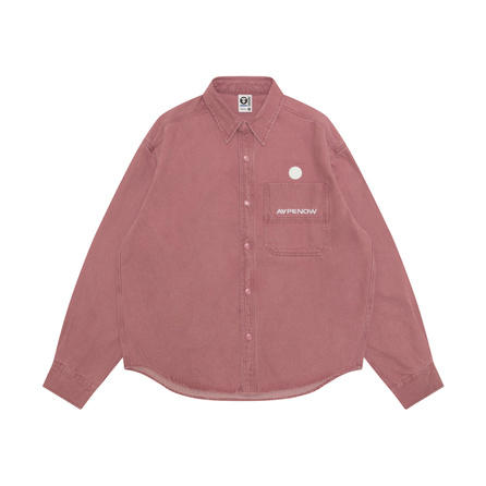 Aape SS26 Small Logo Patch Long Sleeve Washed Denim Shirt Men's