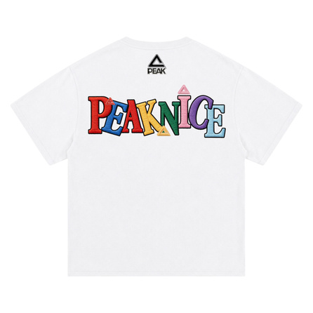 Peak American High Street Retro Dual-Yarn Pure Cotton Dopamine Colorblock Classic Fun Brand Logo Letter Print Street Daily Outing Casual Sports Versatile Loose Skin-Friendly Breathable Couple Crewneck Short Sleeve T-Shirt Unisex