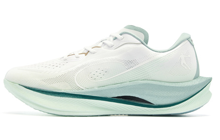 Qiaodan Qiangfeng 3.0 Evergreen Pine Sports Test Racing Full-Length Winged Nylon Plate Sport Training Long Short Distance Running Cushioning Slip-Resistant Wear-Resistant Breathable Rebound Low-Top Gu TURBO Technology Training Running Shoes Men's White
