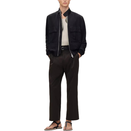 HERMES SS26 Spring/Summer Collection Ribbed Trim Turtleneck Jacket Men's