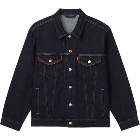 levi's SS25 New Year Limited Series Chest Dual-Patch Pocket Design Button Closure Denim Jacket Men's Dark Blue