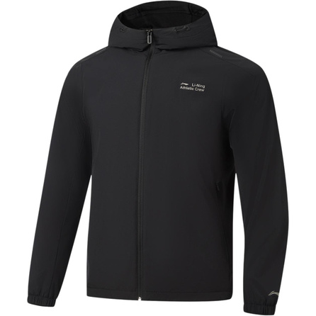 Li-Ning Hooded Casual Sports Trendy Versatile Fleece-Lined Windproof Water-Repellent Warm Windbreaker Men's Black
