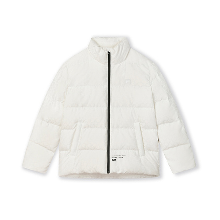 FILA Stand Collar Warm Full-Logo Down Jacket Men's Cloud White
