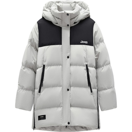 Jeep Wrangler Casual Series American Street Retro Brand Logo Letter Print Long Color Block Loose Detachable Hood Windproof Cold-Resistant Comfortable Thickened Warm Commute Versatile Padded Jacket Unisex