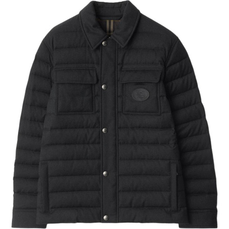 Burberry FW25 Wool Flannel Lined Lapel Zipper Long Sleeve Down Jacket Men's
