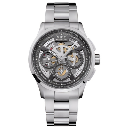 MIDO Multifort Automatic Mechanical Movement 100m Water Resistant Fashion Style Men's Watch Swiss Made 43mm Grey Dial Stainless Steel Case Bracelet