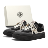 Palladium Cow Split Leather Fabric Classic Retro Outdoor Series Skateboard Commute Shoes Fashion T-Toe Shoes Stitched Side Strip Rubber Sole Anti-Collision Anti-Slip Wear-Resistant Skate Shoes Low-Top Casual Shoes Unisex Черный и серый [классические модели рекомендуется выбирать на размер меньше]