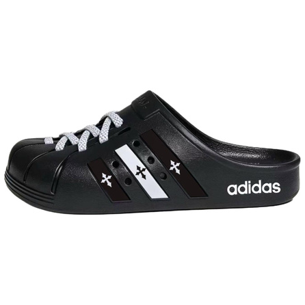 Custom Shoesadidas ADILETTE CLOGS Phantom Light Cross EVA Comfortable Clogs Unisex Black White