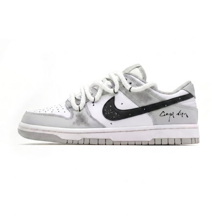 [Custom Sneakers] Nike Dunk Stars Design Sense Encounter Gift Niche Fashion Versatile Individual Comfortable Wrap Low-Top Skate Shoes Unisex Black Grey