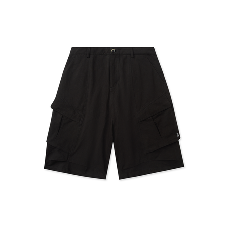 ROARINGWILD Black 3D Pocket Pure Cotton Breathable Curved Blade Workwear Shorts Unisex