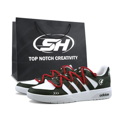 Custom Sneakers adidas neo Courtbeat Mystic White with Scarlet Special Gift Bag Deconstructed Trendy Comfortable Personalized Versatile Wear-Resistant Lightweight Anti-Slip Low-Top Skate Shoes Unisex