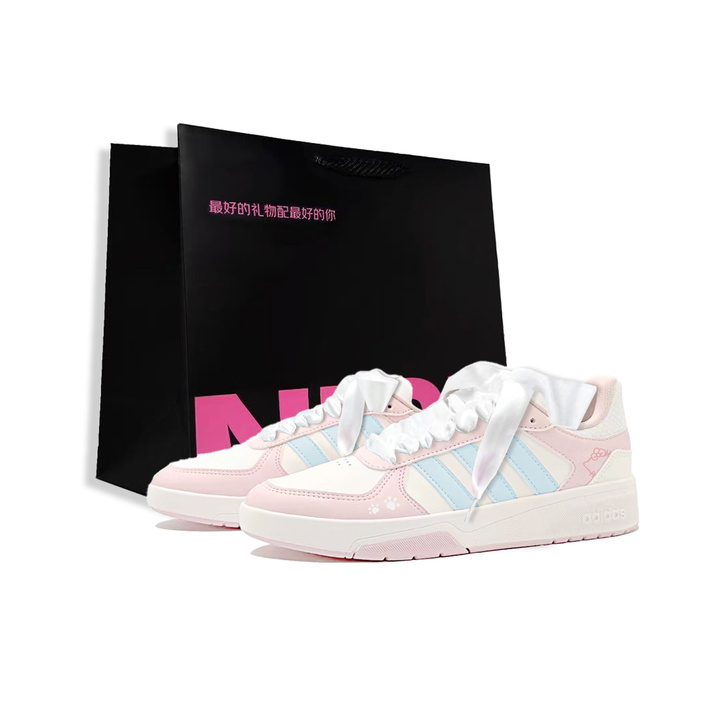[Custom Sneakers] adidas COURTBEAT Star Joy Made Pink Cat Story Fresh Sweet Simple Cute Energetic Couple Girlfriend Valentine's Day Edition Low-Top Skateboarding Shoes Unisex Pink/Blue