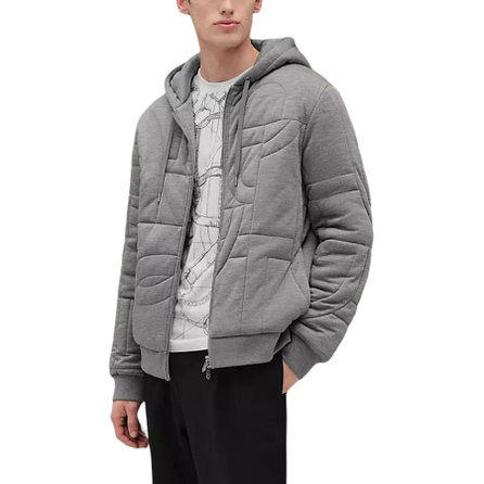 HERMES Hooded Drawstring Quilted Zip Jacket Coat Men's