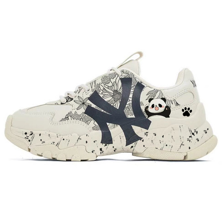 [Custom Sneakers] MLB Big Ball Chunky Splatter Paisley Cute Panda Slip-Resistant Wear-Resistant Low-Top Dad Shoes Unisex Beige