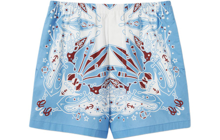 GUCCI Contrast Logo Pattern All-Over Print Straight Leg Casual Shorts Men's Light Blue