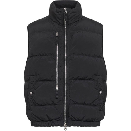 STONE ISLAND FW25 Stone Island Metal Nylon Logo Badge Stand Collar Zipper Down Vest Unisex Black