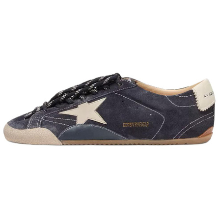 Golden Goose True-Star Cowhide Suede Round-Toe Lace-Up Star Pattern Low-Top Lifestyle Casual Shoes Men's Dark Blue