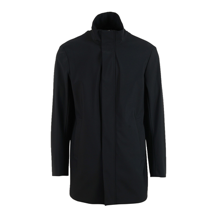 EMPORIO ARMANI Solid Zip Stand Collar Loose Long Sleeve Coat Men's Black