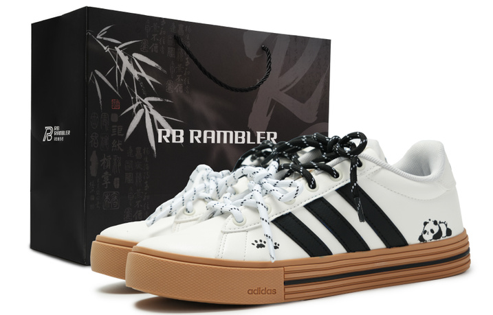 [Custom Sneakers] adidas Daily 4.0 Gift Box Edition "National Trend Panda" Deconstructed Hand-Painted Graffiti Retro Couple American Style Spring/Summer Atmosphere Wear-Resistant Low-Top Skate Shoes Unisex Black & White