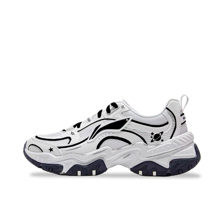 [Custom Sneakers] LiNing Brown Sugar Star Orbit Roaming Fashion Trendy Shock-Absorbing Heightening Rebound Low-Top Casual Lifestyle Shoes Men's White