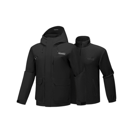 Skechers Outdoor Color-Block 3-in-1 Fleece Lined Commute Casual Comfort Loose Fashion Versatile Comfort Soft Warm Wear-Resistant Breathable Water-Resistant Windproof Windbreaker Jacket Men's