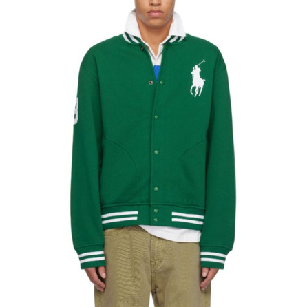Polo Ralph Lauren Stripe Logo Single-Breasted Long Sleeve Jacket Men's Green