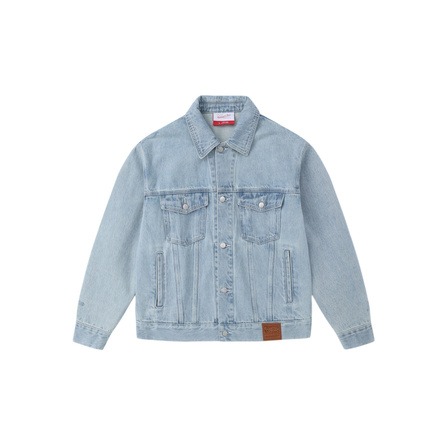 Mitchell & Ness × NBA Spring Outing Chicago Bulls/Los Angeles Lakers American Vintage Embroidered Logo Fashion Versatile Washed Denim Jacket Unisex