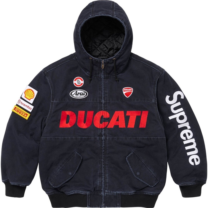 Supreme X DUCATI SS24 WEEK16 Hooded Racing Jacket Unisex Double Pocket Zipper Hooded Racing Long Sleeve Jacket