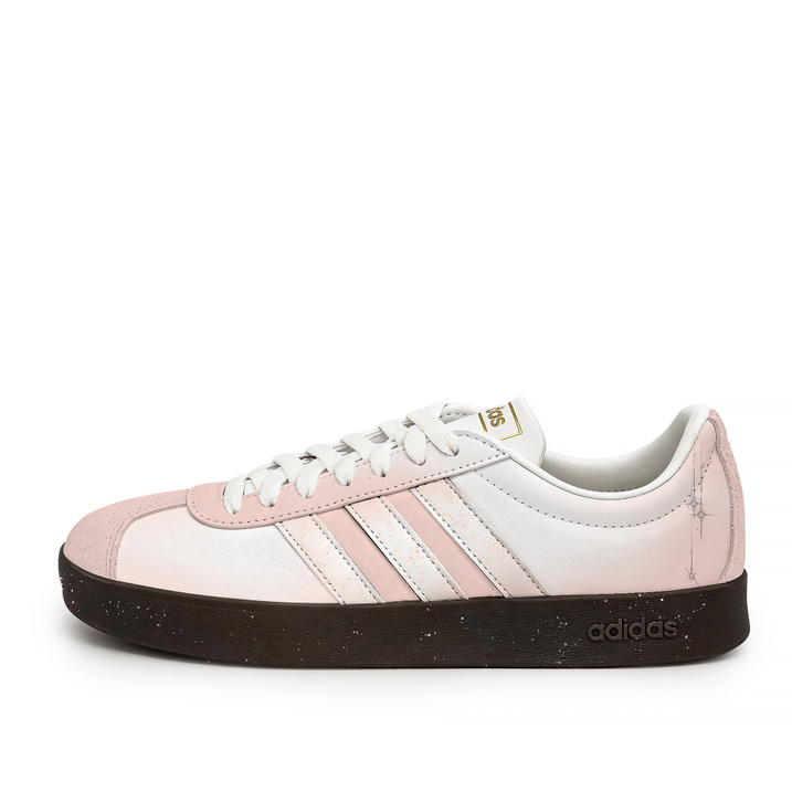[Custom Sneakers] adidas Vl Court Classic Synthetic Leather Split Leather Pink Dot Star Versatile Comfortable Thin Sole Retro Casual Wear-Resistant Lightweight Low-Top Skate Shoes Unisex Pink White Black