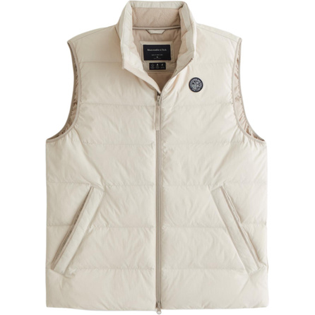 Abercrombie & Fitch Letter Patch Comfortable Stand Collar Versatile Windproof Waterproof Vest Men's Warm Beige