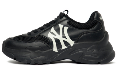 MLB Big Ball Chunky Mesh Cushioning Anti-Slip Wear-Resistant Breathability Low-Top Chunky Sneakers Unisex Black