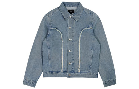 acme de la vie/ADLV SS22 Solid Color Patchwork Cotton Single-Breasted Loose Denim Jacket Unisex Blue