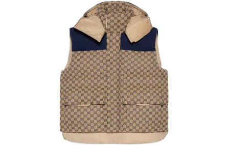 GUCCI Gg Canvas Down Vest With Detachable Hood