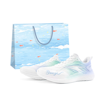 [Custom Sneakers] Anta Clear Sky Mint Echo Gift Bag Graffiti Gradient Dye Synthetic Leather Shock-Absorbing Breathable Low-Top Running Shoes Men's Blue White