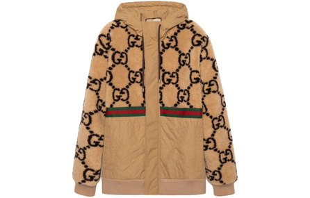 GUCCI Gg Jacquard Oversized Hooded Wool Jacket