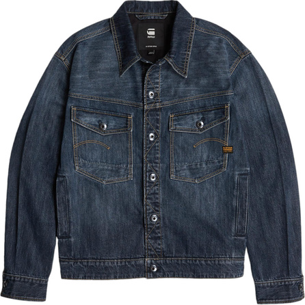G-STAR RAW Lapel Single-Breasted Long Sleeve Denim Jacket Men's Blue