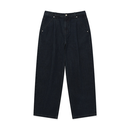 COVERNAT Fall Winter New Casual Loose Pants Jeans Unisex Navy Blue